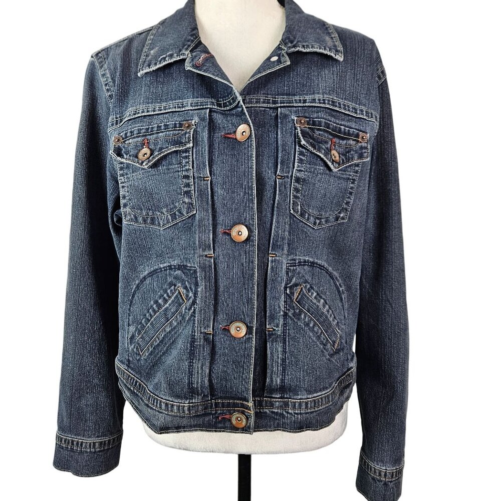 Vintage Riders By Lee Stylish Jean Jacket Womens XL Button Front Chic Trendy